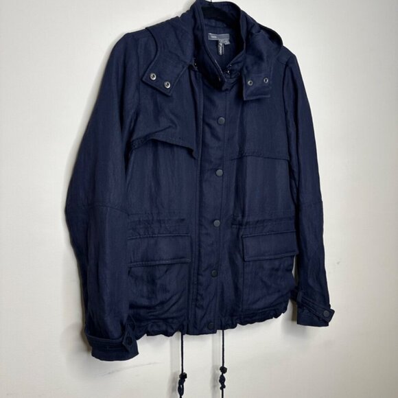 Vince Tencell Blend Bergdorf Goodman Women's Utility Jacket  Navy Blue Size S - Picture 5 of 14